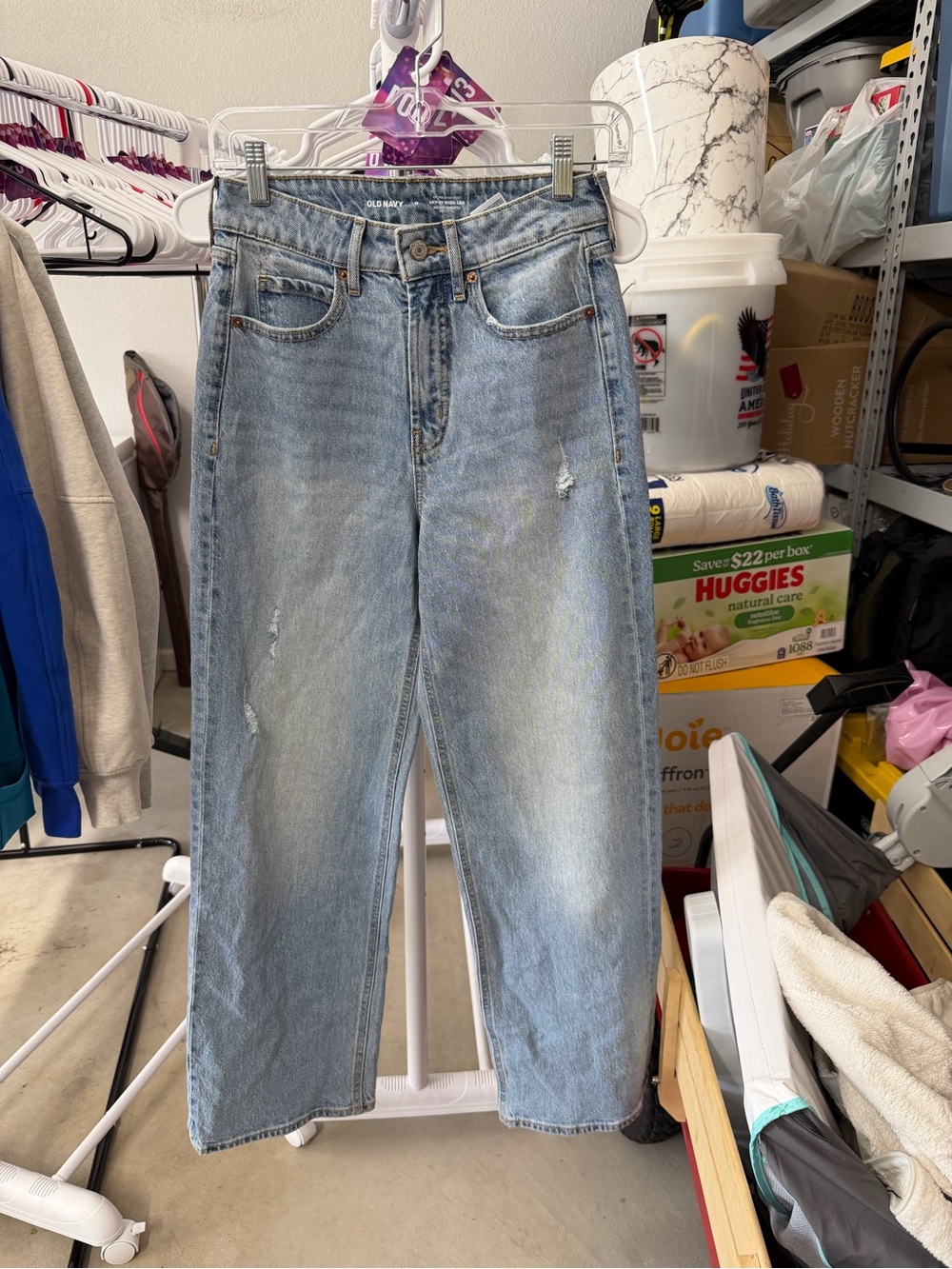 Old Navy Women's Light Blue Wide Leg Flare Jeans